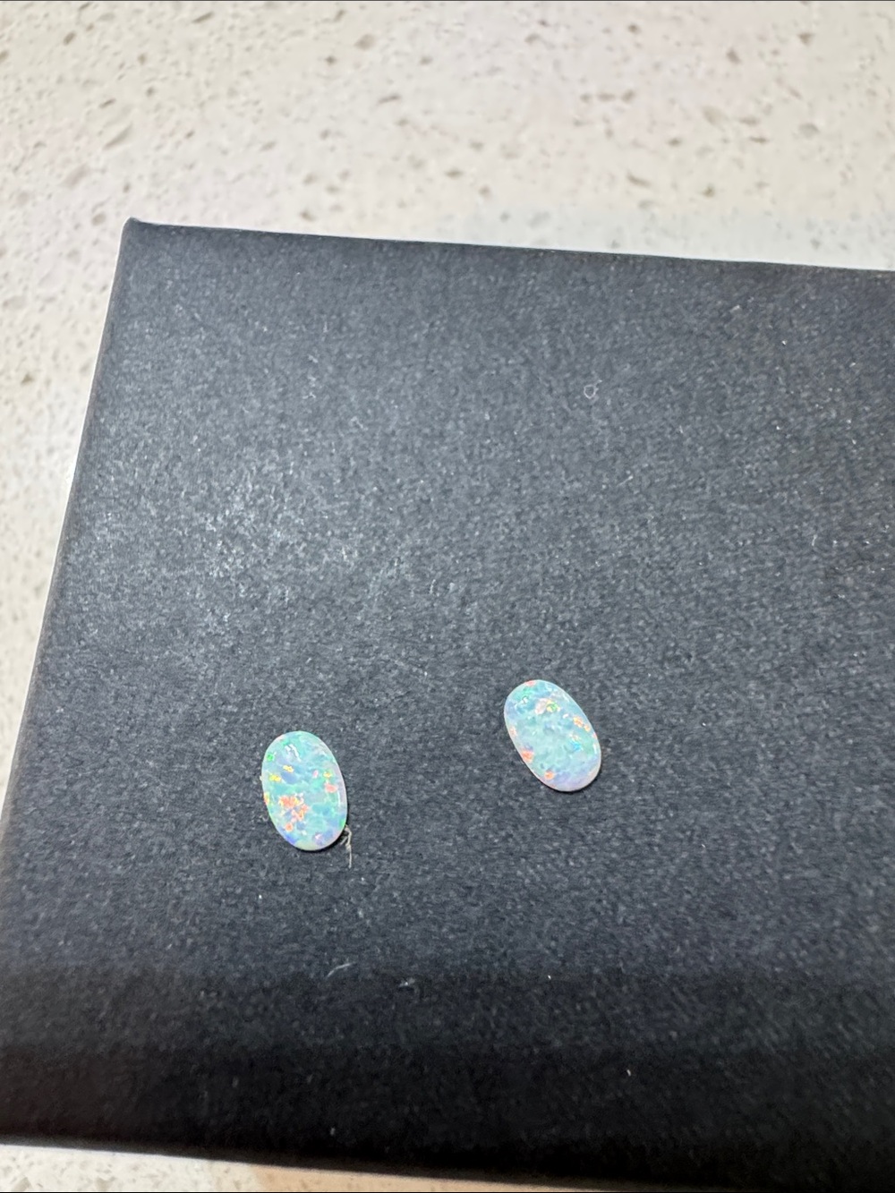 2 Opal-Effect Light Blue Oval